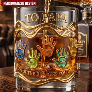 Papa’s Pride - Personalized Whiskey Glass, Father's Day Gift For Dad, Grandpa