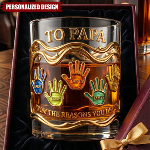 Papa’s Pride - Personalized Whiskey Glass, Father's Day Gift For Dad, Grandpa
