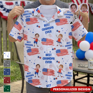 Best Grandpa Dad Ever Custom Kid's Photo - Personalized Hawaiian Shirt - Gifts For Dad, Grandpa