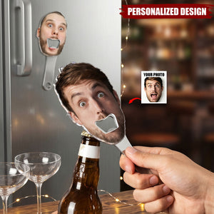 Custom Face Photo Bottle Opener Decor With Magnet - Personalized Gift For Dad, Grandpa, Wedding, Bachelor