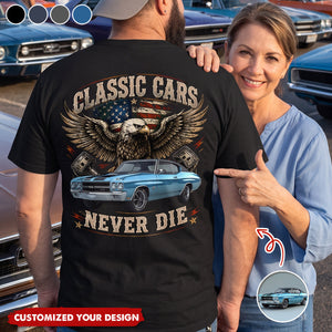 Custom Car Photo I'm Not Old I'm Classic Back Dark Shirt, Personalized Gifts For Dad, Grandpa, Family, Yourself