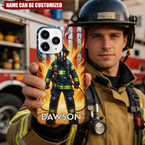 Firefighter American Flag - Personalized Patriotic Fire Rescue Phone Case