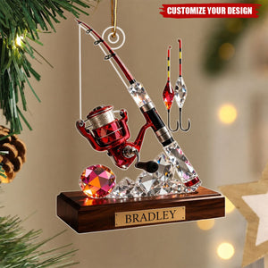 Personalized Acrylic Fishing Christmas Ornament, Custom Fisherman Keepsake Gift for Outdoorsman