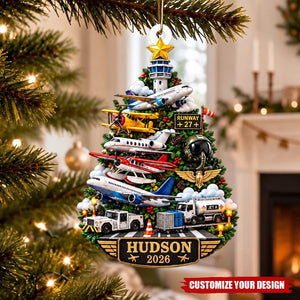 Personalized Airplane Christmas Ornaments, Pilot Aviation Gifts