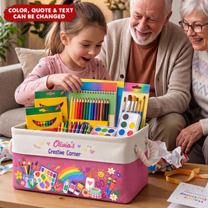 Art Supply Basket For Painting Lover Kids, Grandkids - Personalized Storage Basket