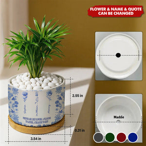 Toile De Jouy Birth Flower Grow An Old Friend - Personalized Ceramic Plant Pot