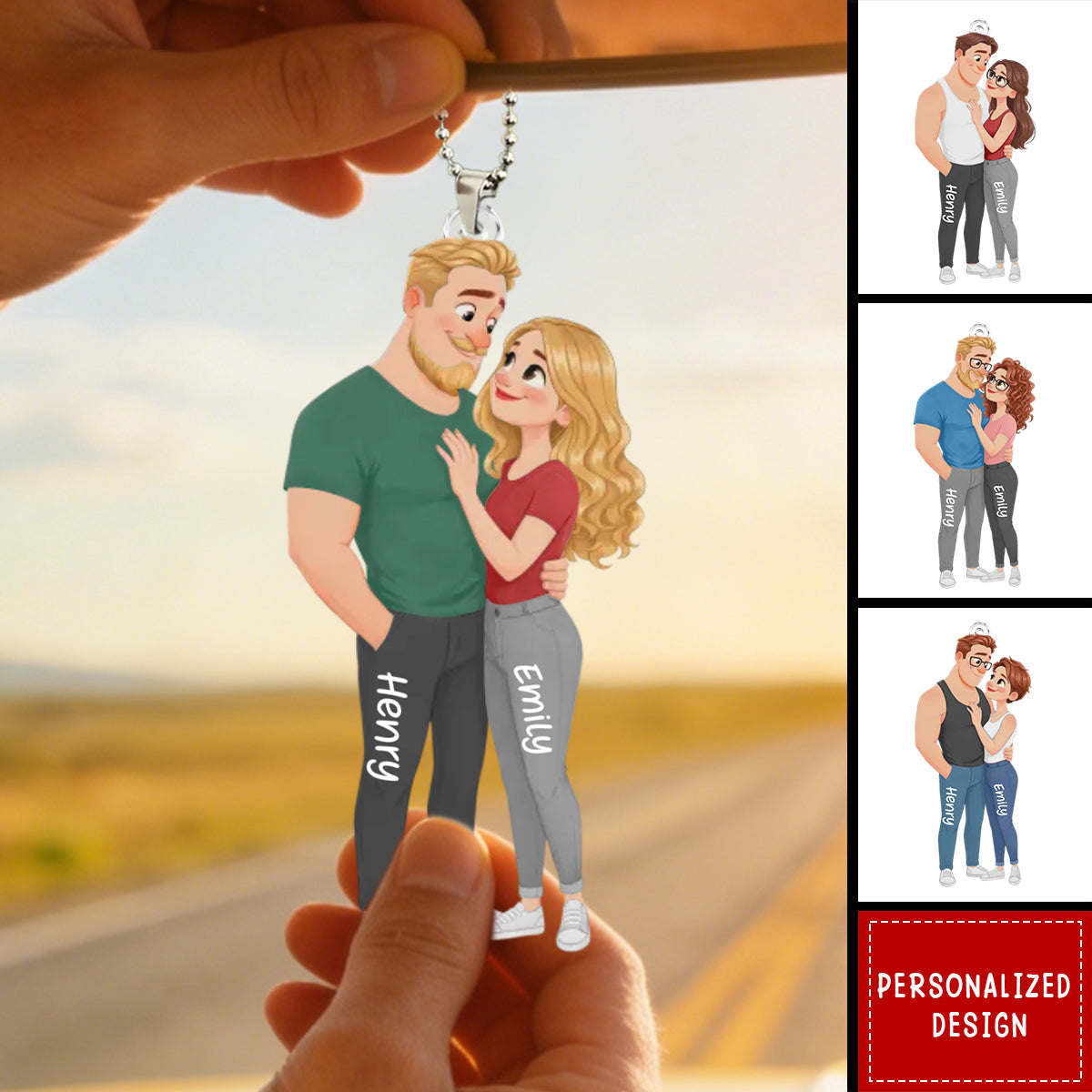 Personalized Acrylic Car Ornament - Custom Anniversary Wedding Gifts For Husband And Wife, Him And Her