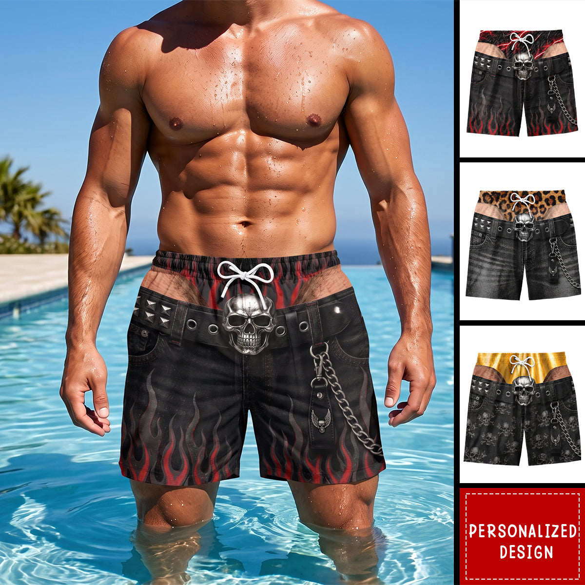 Custom Funny Men Swim Trunks - Personalized Summer Vacation And Travel Gifts-Sun Out Trunk Out Always