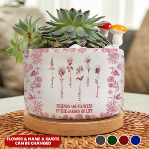 Toile De Jouy Birth Flower Grow An Old Friend - Personalized Ceramic Plant Pot