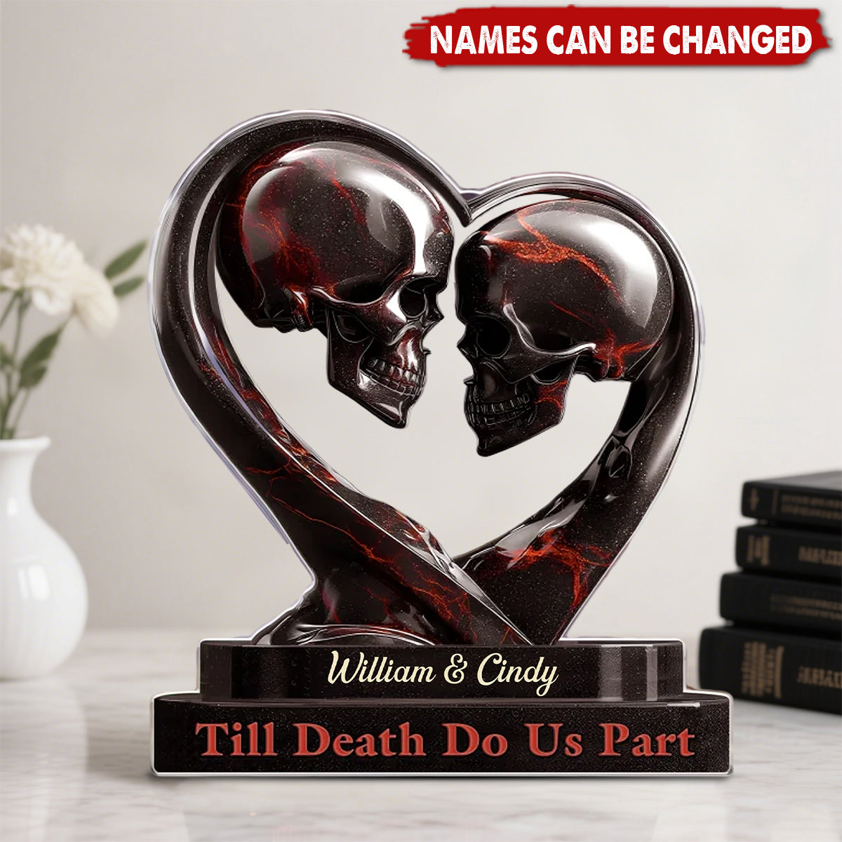Love Outlasts Time - Personalized Acrylic Plaque - Anniversary Wedding Gifts For Husband And Wife