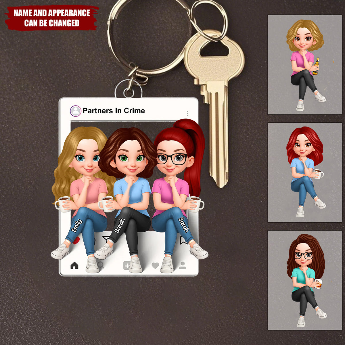 Besties Sisters Social Network Frame - Personalized Acrylic Keychain