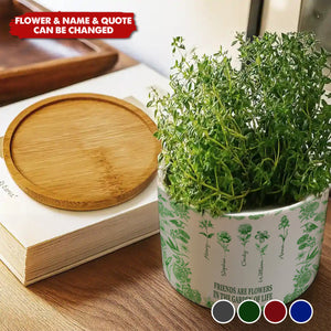 Toile De Jouy Birth Flower Grow An Old Friend - Personalized Ceramic Plant Pot