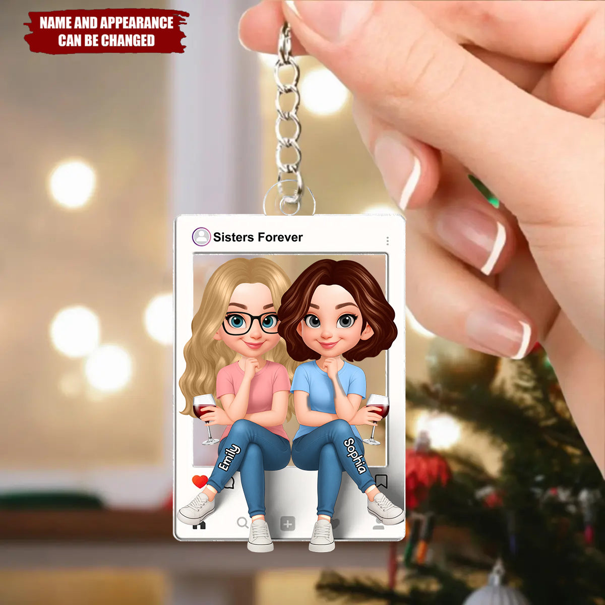 Besties Sisters Social Network Frame - Personalized Acrylic Keychain