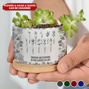 Toile De Jouy Birth Flower Grow An Old Friend - Personalized Ceramic Plant Pot