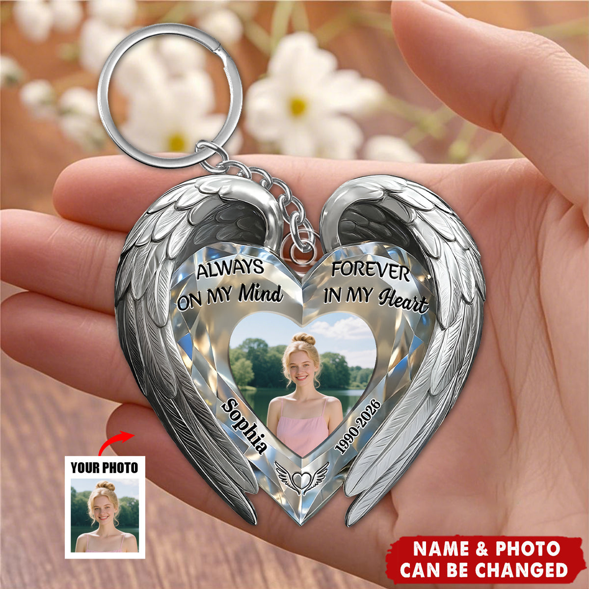 Always On My Mind Forever In My Heart - Personalized Acrylic Keychain
