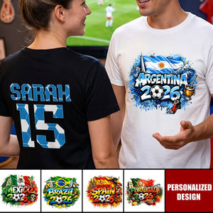 Custom World Cup National Pattern Shirt - Personalized Name and Number Game Day World Cup Gift for Soccer Fans