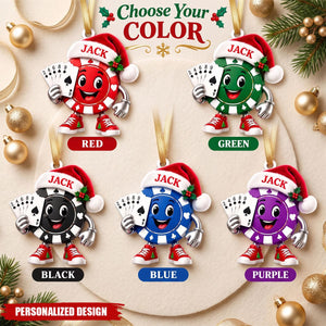 Personalized Poker Chip Acrylic Ornament — Gift For Poker Players & Card Game Lovers