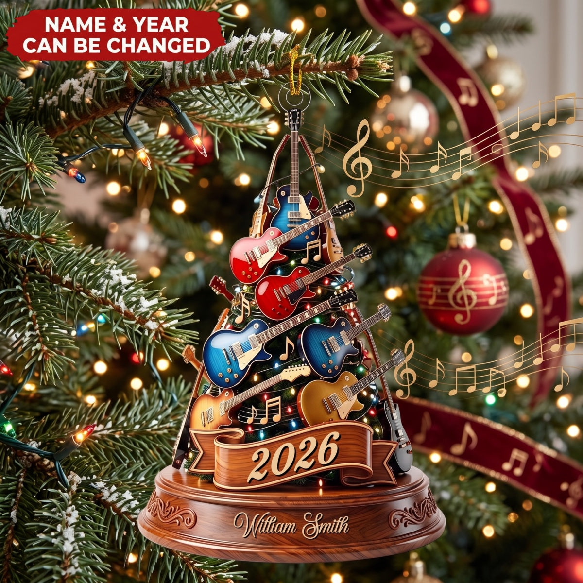 Guitar Christmas Tree - Personalized Acrylic Custom Shape Ornament