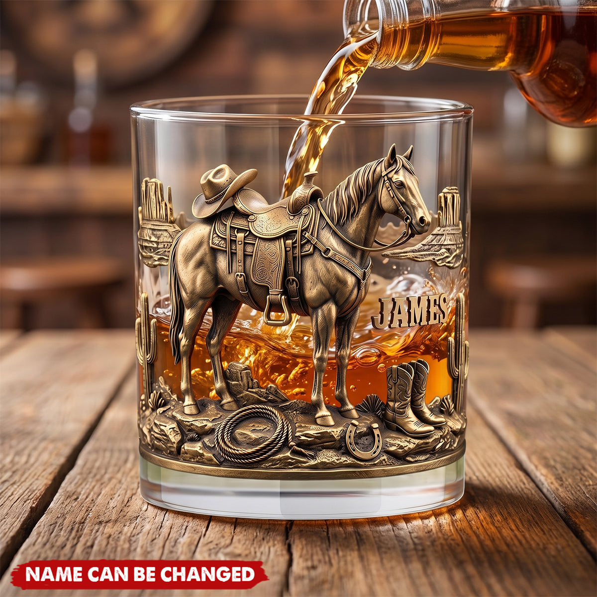 Horse Cowboy - Personalized Custom Whiskey Glass