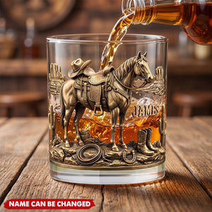 Horse Cowboy - Personalized Custom Whiskey Glass