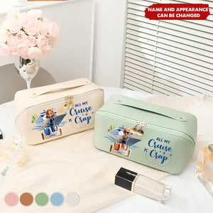 Travel All My Cruise Crap - Personalized Leather Makeup Bag