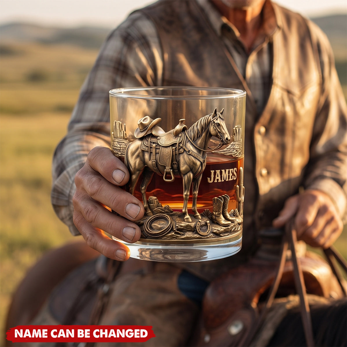 Horse Cowboy - Personalized Custom Whiskey Glass