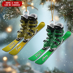 Personalized Snow Skiing Ornament, Custom Colored Skiing Mask Shape Ornament
