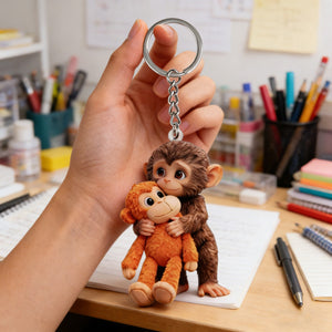 Punch The Monkey Hug - Acrylic Keychain