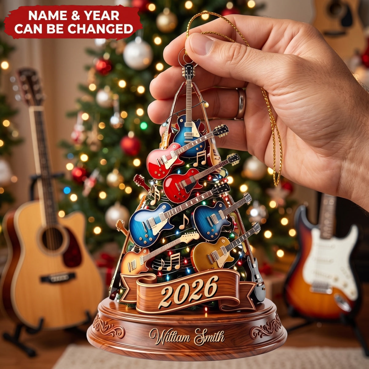 Guitar Christmas Tree - Personalized Acrylic Custom Shape Ornament