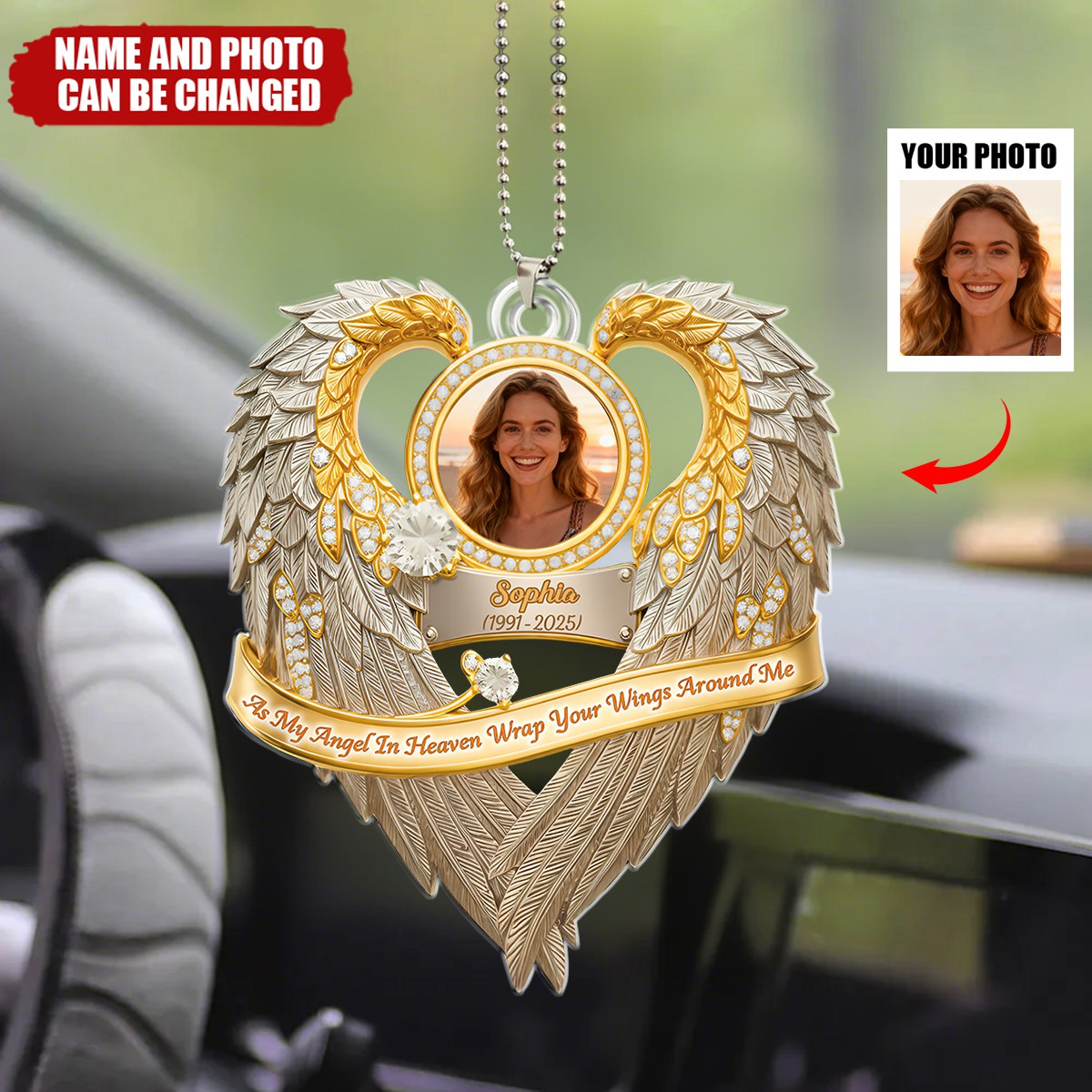 As My Angel In Heaven Wrap Your Wings Around Me, Car Hanging Ornament