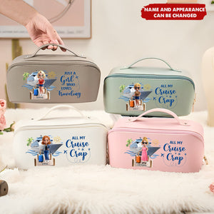 Travel All My Cruise Crap - Personalized Leather Makeup Bag