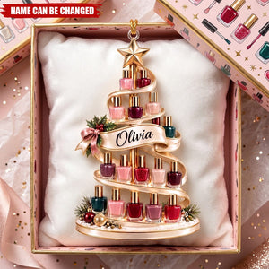 Personalized Nail Polish Christmas Ornament, Custom Name Keepsake, Gift For Nail Tech & Nail Lovers