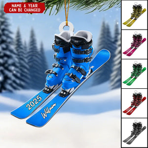Personalized Snow Skiing Ornament, Custom Colored Skiing Mask Shape Ornament