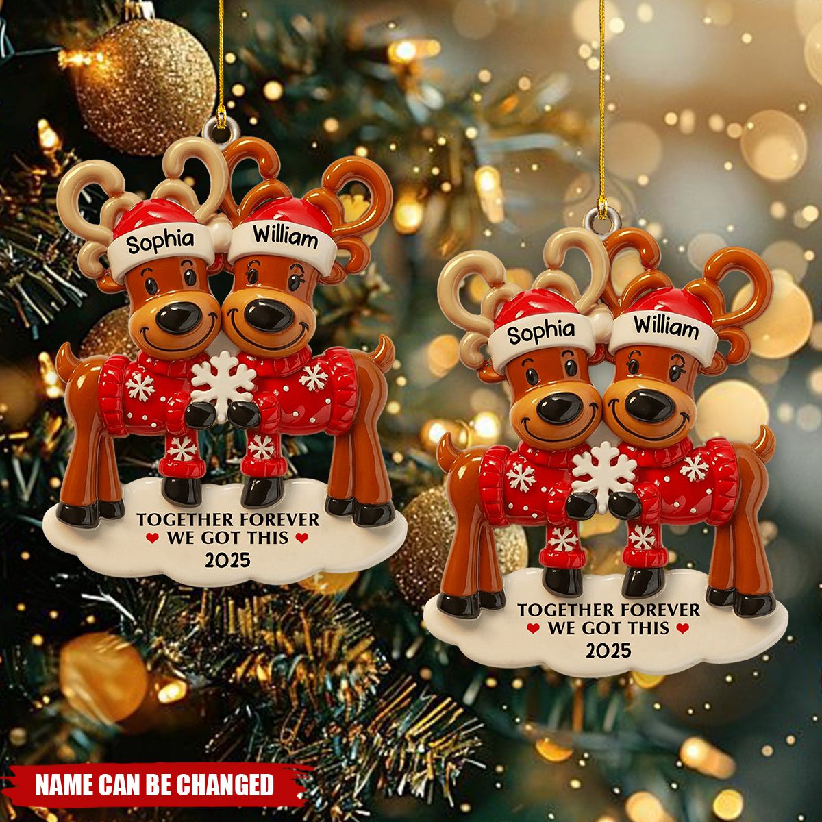 Together Forever We Got This, Reindeer Ornament, Gift For Couples And Family