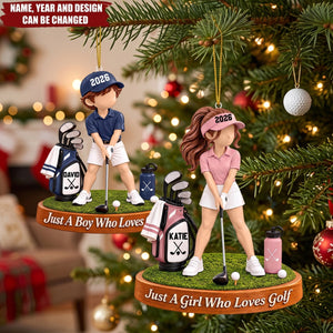 Just A Girl & Boy Who Loves Golf – Personalized Acrylic Custom Shape Ornament
