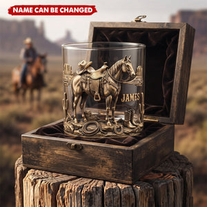 Horse Cowboy - Personalized Custom Whiskey Glass