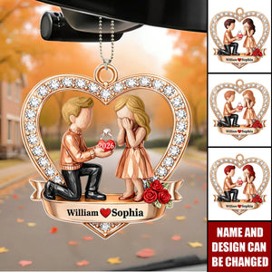 Couple Marriage - Personalized Acrylic Car Hanger, Gift For Couple, Anniversary Gift