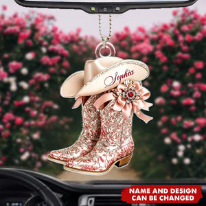Fearless Cowgirl Boots - Personalized Cowgirl Car Ornament