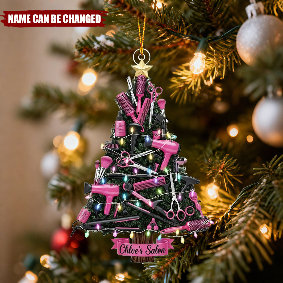 Hair Salon Christmas Tree - Personalized Acrylic Ornament, Gift For Hairdresser