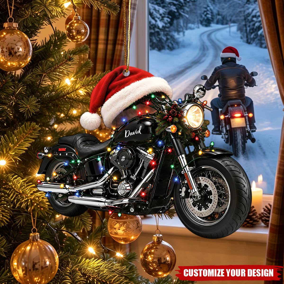 Personalized Motorcycle Christmas Ornament - Custom Biker Keepsake