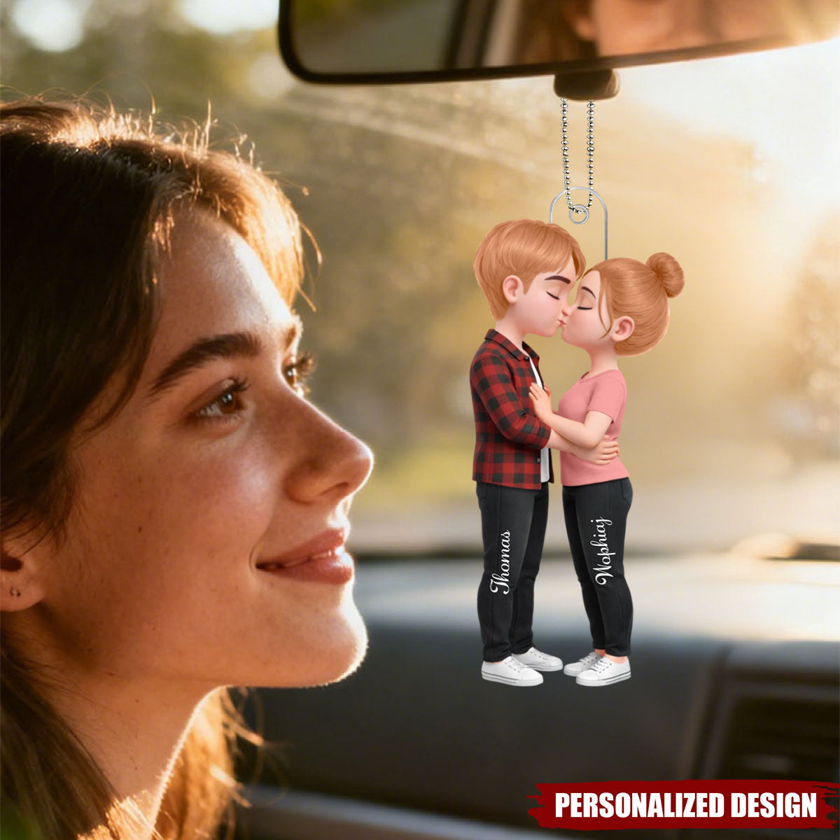 Romantic Couple - Personalized Acrylic Car Ornament  - Heartfelt Valentine's Day Gift for Her, for Him