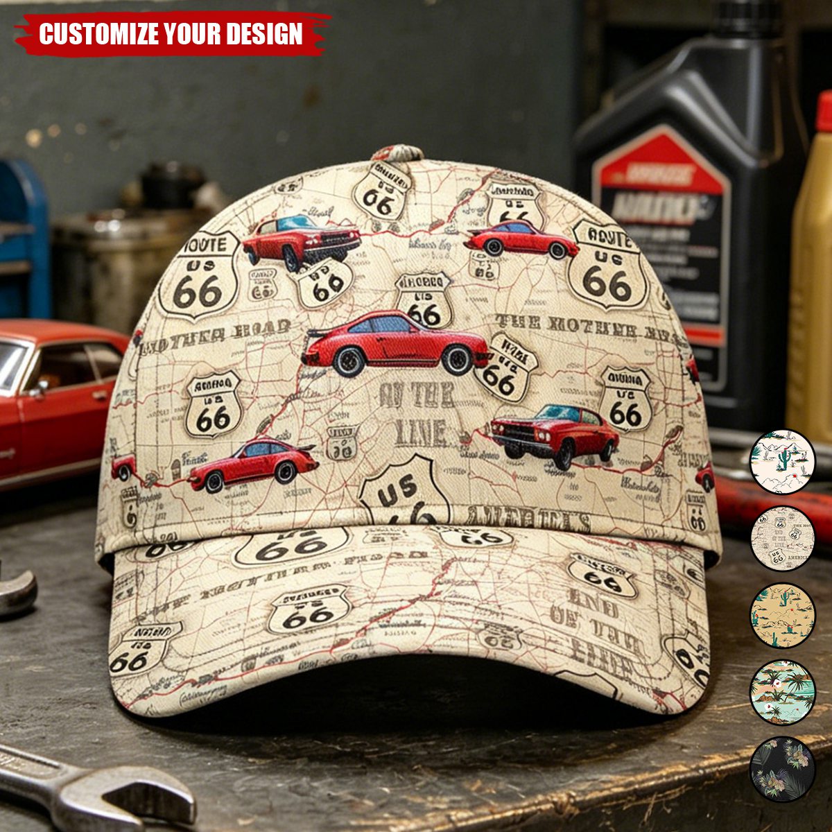 Custom Car Photo Route 66 For Car Lover Classic Cap