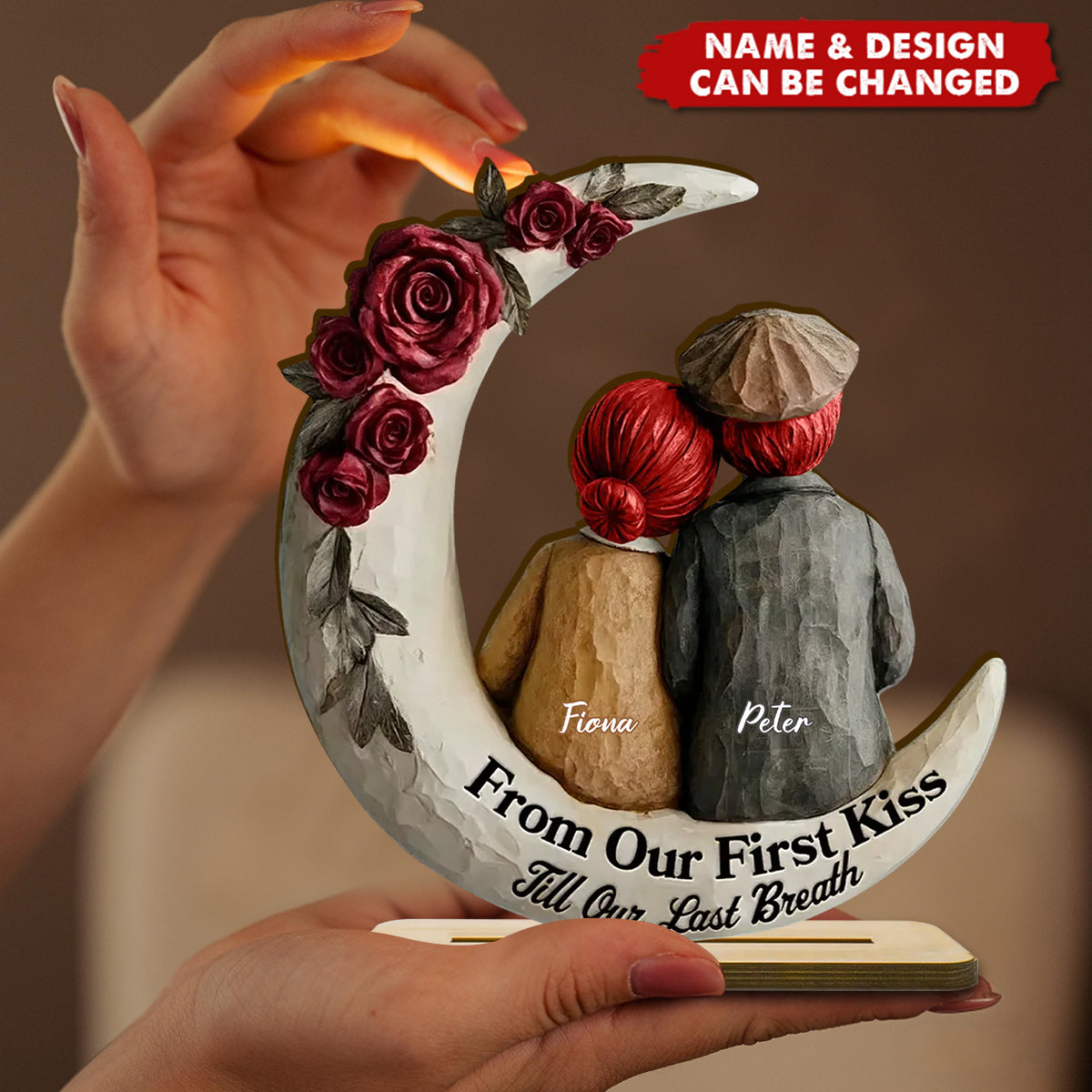 From Our First Kiss Till Our Last Breath Old Couple - Personalized Wooden Plaque