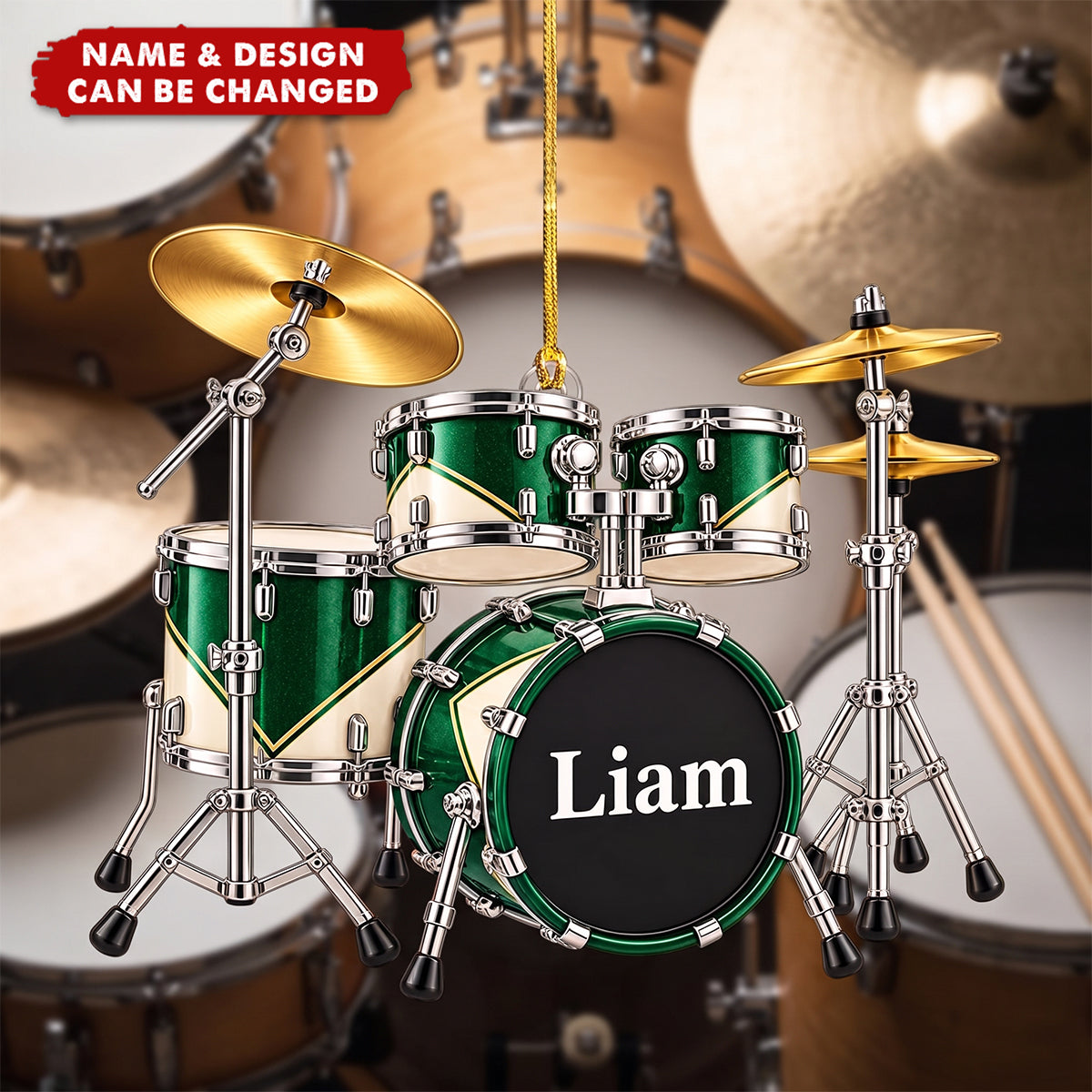 Personalized Drum Set Acrylic Ornament - Gift For Drummers & Music Lovers