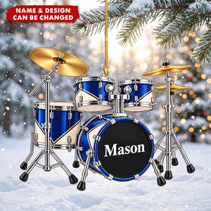 Personalized Drum Set Acrylic Ornament - Gift For Drummers & Music Lovers