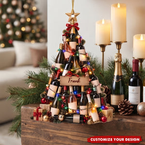 Personalized Wine Bottles Christmas Tree Ornament - Custom Name Drinker Decor