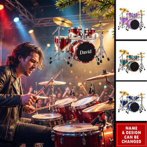 Personalized Drum Set Acrylic Ornament - Gift For Drummers & Music Lovers