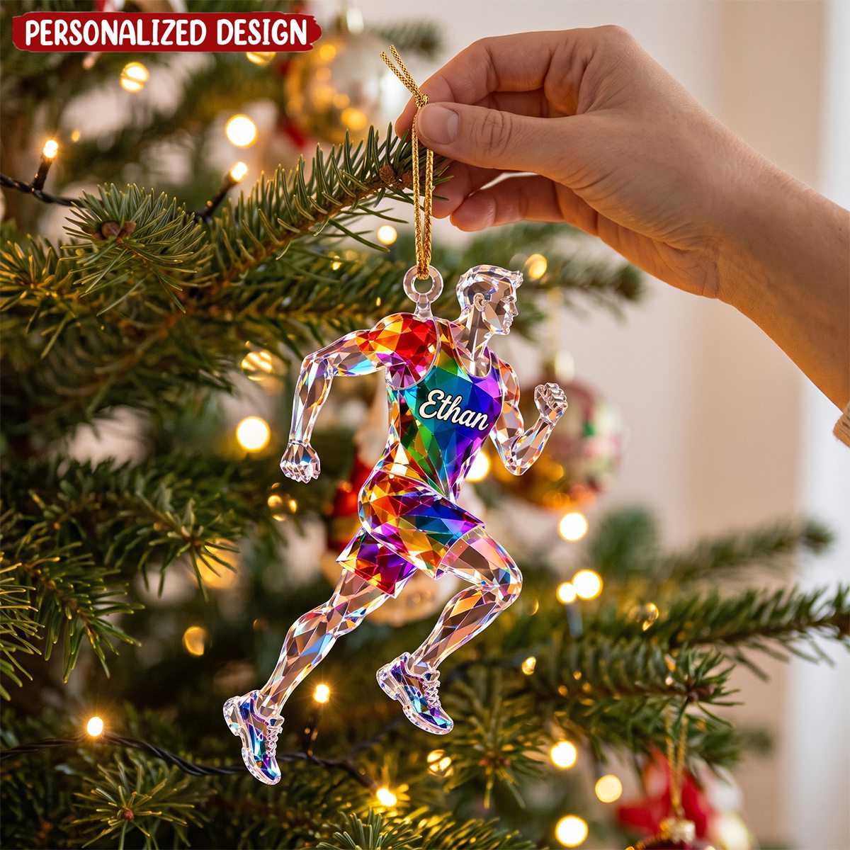 Personalized Running Acrylic Ornament, Custom Name Runner Christmas Ornament