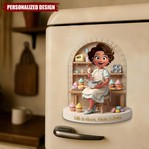 Sweet Baking Girl Fridge Magnet - Personalized Gift Cooking Lovers, Bakers