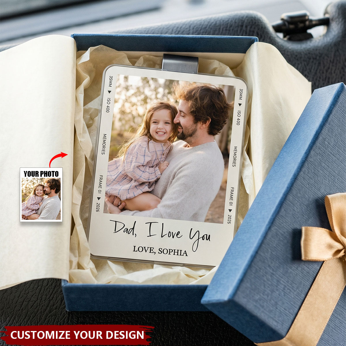 Custom Photo Drive Safe Daddy - Personalized Car Visor Clip, Fathers Day Gift For Dad, Husband